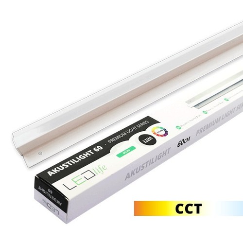60 cm LED Troldtekt Skinne, CCT - 19W, Akustilight, Planforsænket, 24V