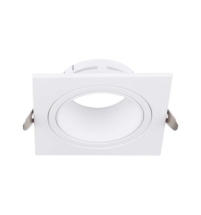 GU10 indbygningsspot - Firkantet, hvid, hul: 75x75 mm, uden lyskilde