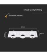 3-hovedet spotlys - lamper, jern+PC, hvid+hvid