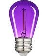 0,6W Farvet LED kronepære - Lilla, kultråd, E27