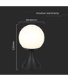 Standerlampe E27 - Mat sort, opal plastkugle