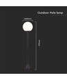 Standlampe (1*E27) - Mat Sort, Opal Plast Kugle