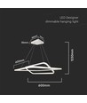 48W metalloftslampe - 600x600x1200mm, 3000K, hvid, TRIAC dæmpbar