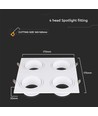 GU10 loftspot med 4 hoveder - 175 x 175 mm, hvid, uden lyskilde