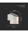 Produktnavn: ''0,55W Solcelle Væglampe - LED, Mikrobølgesensor, 3000K, IP54''