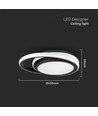 38W LED designer loftslampe - Sort, dobbelt rund, Ø45cm, 4000K, 4050lm, IP20