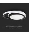 38W LED designer loftslampe - Sort, dobbelt rund, Ø45cm, 4000K, 4050lm, IP20