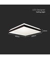 24W Firkantet LED designer loftslampe - 2450lm, 45x45cm, sort kant, 4000K, IP20