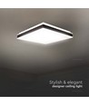24W Firkantet LED designer loftslampe - 2450lm, 45x45cm, sort kant, 4000K, IP20