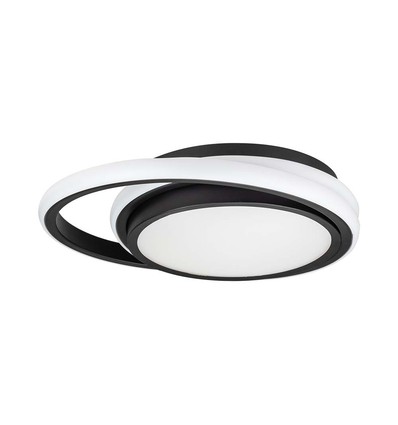 24W LED designer loftlampe - Ø31cm, 4000K, sort, dobbelt cirkel design, IP20
