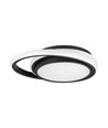 24W LED designer loftlampe - Ø31cm, 4000K, sort, dobbelt cirkel design, IP20
