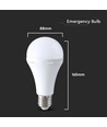 A90 nødplastlampe 15W E27 - med batteri (3 timer), 4000K
