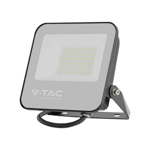 50W LED projektør - 4000K, sort hus, grå glas, 185lm/W