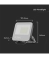 50W LED projektør - 4000K, sort hus, grå glas, 185lm/W