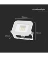 10W LED projektør, hvid - Samsung LED chip, IP65, ultra-tyndt design, 4000K, udendørs
