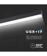 V-Tac 40W LED nedhængt loftarmatur - 120cm, 230V, inkl. lyskilde, 1-10V dæmpbar, UGR 19