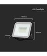 50W projektør - Samsung chip, 6500K, sort hus, gråt glas