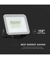 50W projektør - Samsung chip, 6500K, sort hus, gråt glas