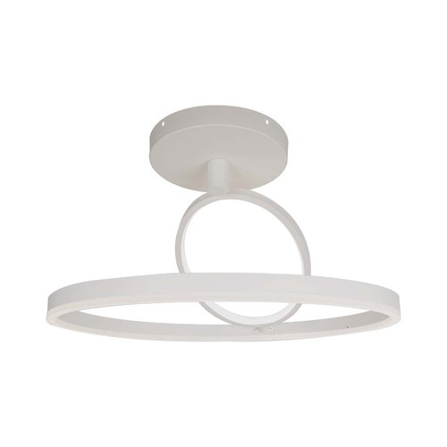 37W LED metal loftslampe, hvid - Ø50cm, 4000lm, 4000K, dobbelt rund design