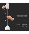 8,5W LED pendel - Ø10cm, hvid, touch on/off, 3000K, inkl. lyskilde