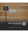 1,5W genopladelig LED bordlampe, CCT - Touch dæmpbar, USB-C, sort, højdejusterbar