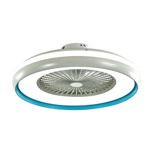 Ventilator med loftslys 45W - RF kontrol, CCT:3 i 1, AC motor, blå ring