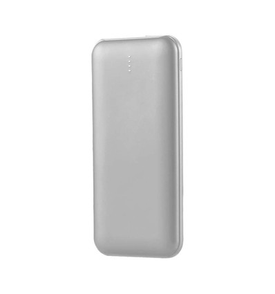 10000mAh power bank, 10W - Sølv, LED display, inkl. 30cm Type-C kabel