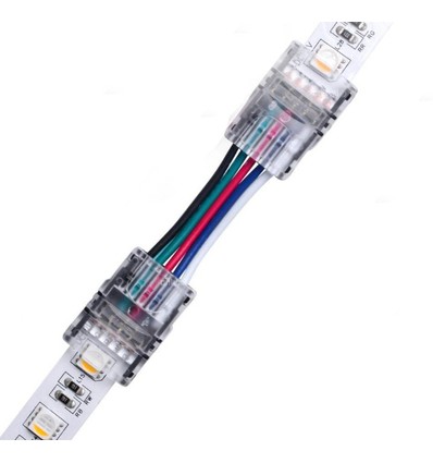 Samler med ledning til LED strip - 12mm, RGB+W, IP65, 5V-24V