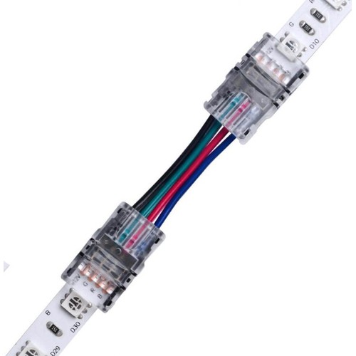 Samler med ledning til LED strip - 10mm, RGB, IP65, 5V-24V