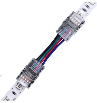 Samler med ledning til LED strip - 10mm, RGB, IP65, 5V-24V