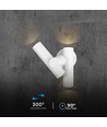 6W 2-vejs spot væglampe - 3000K, hvid, IP44, 300° justerbar, inkl. lyskilde