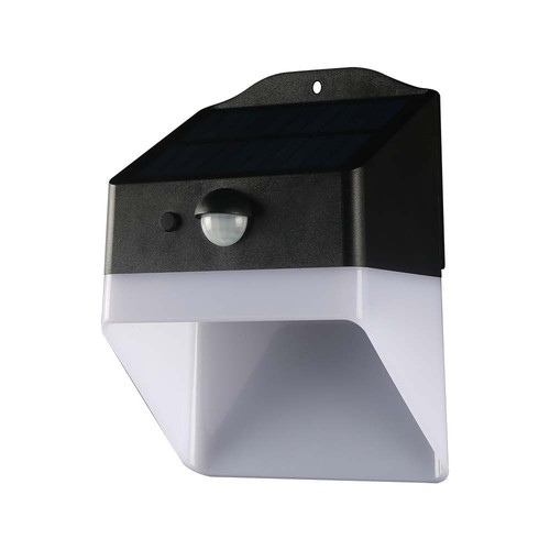 2W Solcellevæglygte - Panda 200lm, Lithium Batteri 3.7V 1200mAh, 4000K, Sort+Hvid
