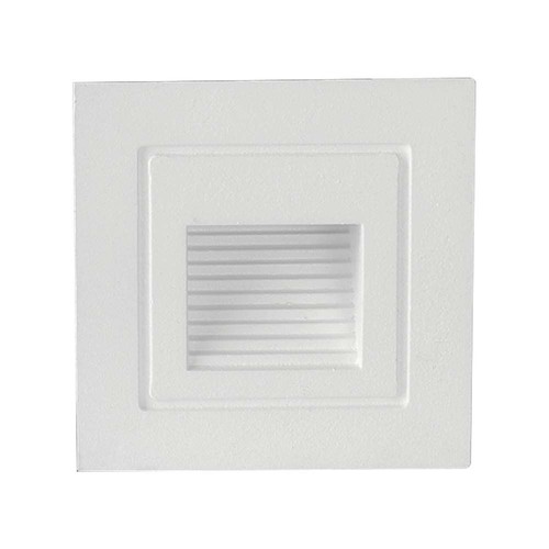 3W LED trappelys til indbygning - IP65, varm hvid, hvid kant, firkantet, 5,8x5,8 cm