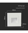 3W LED trappelys til indbygning - IP65, varm hvid, hvid kant, firkantet, 5,8x5,8 cm