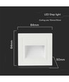 5W hvid LED indbygningsspot til trapper - IP65, 3000K, kvadratisk, aluminium