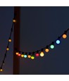 7m LED lyskæde med 15 RGB pærer - 0.5W/pære, styres via medfølgende fjernbetjening