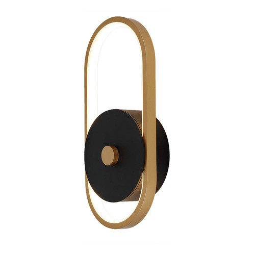 15W LED udendørs væglampe - IP54, 1650lm, Sort/Antik messing, 3000K, 33cm bred