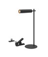 Opladelig 3-i-1 LED lampe - Magnetisk, sort, dæmpbar, inkl. fod og 2 stk. monteringsbeslag