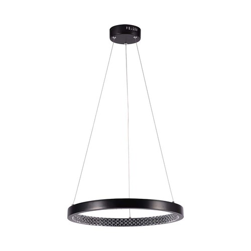 19W Hænge Lampe - 4000K, Krystal Akryl Indeni, Sort Hus