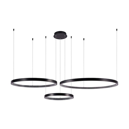57W LED hængelampe - (40x60x80cm), 4000K, krystal akryl inde, sort hus