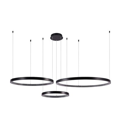 57W LED hængelampe - 40x60x80cm, 3000K, krystalakryl, inde, sort hus
