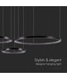 57W LED hængelampe - 40x60x80cm, 3000K, krystalakryl, inde, sort hus