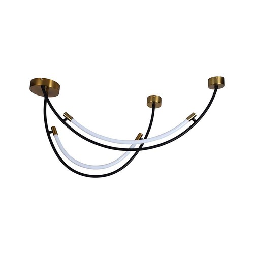 20W Hængelampe - LED (L100x60cm), 3000K, Sort+Messing, Hus