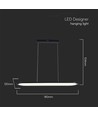 24W LED pendel, 80x100cm - Sort, 3000lm, 120 grader, inkl. lyskilde
