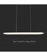 24W LED pendel, 80x100cm - Sort, 3000lm, 120 grader, inkl. lyskilde