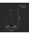 19W hængelampe - LED, 40cm, 3000K, krystal akryl, indvendig, sort, hus