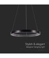 19W LED pendel med krystal akryl, Ø40cm - Sort, 3000K, 2160lm, IP20 indendørs