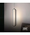 13W oval LED pendel, 40cm - Sort, moderne design, IP20 indendørs