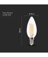 E14 6W LED kertepære - Filament, klart glas, 800lm, 133lm/W