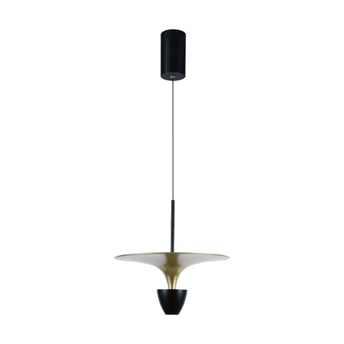 9W LED pendel / hængelampe - 4000K, 1000lm, sort/guld, 30x320cm, inkl. lyskilde